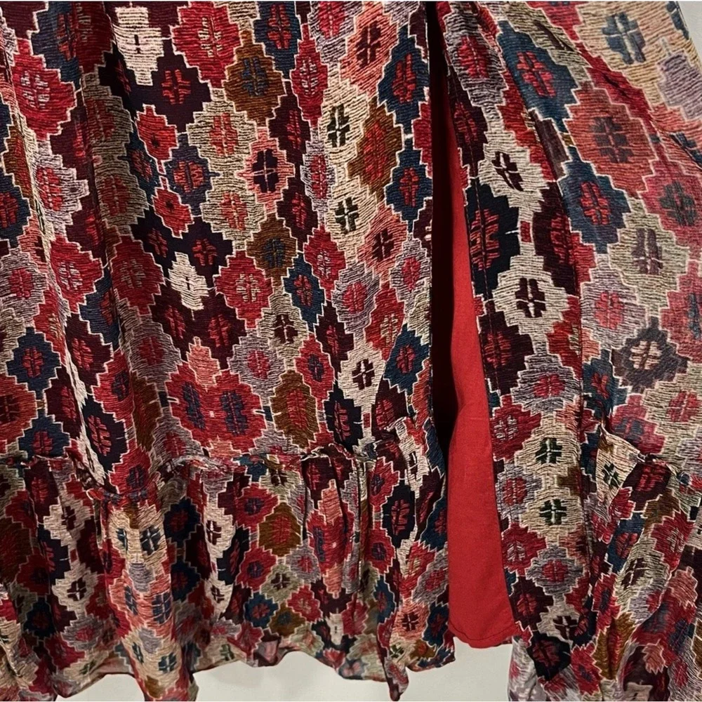 Anthropologie Nikita Mhaisalkar Maxi Skirt W/ Slit Ruffle Lined Geometric Small - Picture 4 of 9